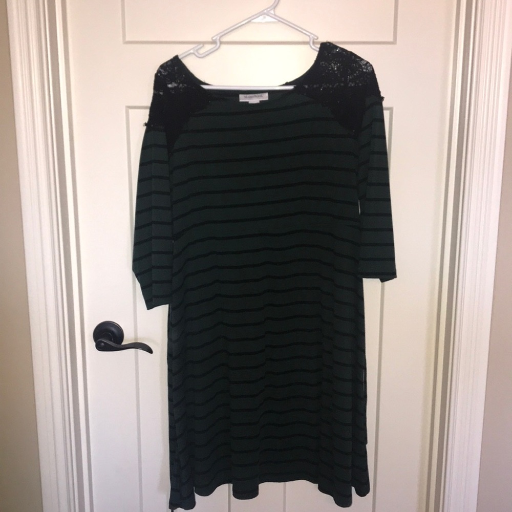 Motherhood Maternity Striped dress w/ Lace detail